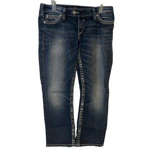 Silver Blue Jeans Womens 31 Tuesday Low Capri Blue Embroidered Back Pockets